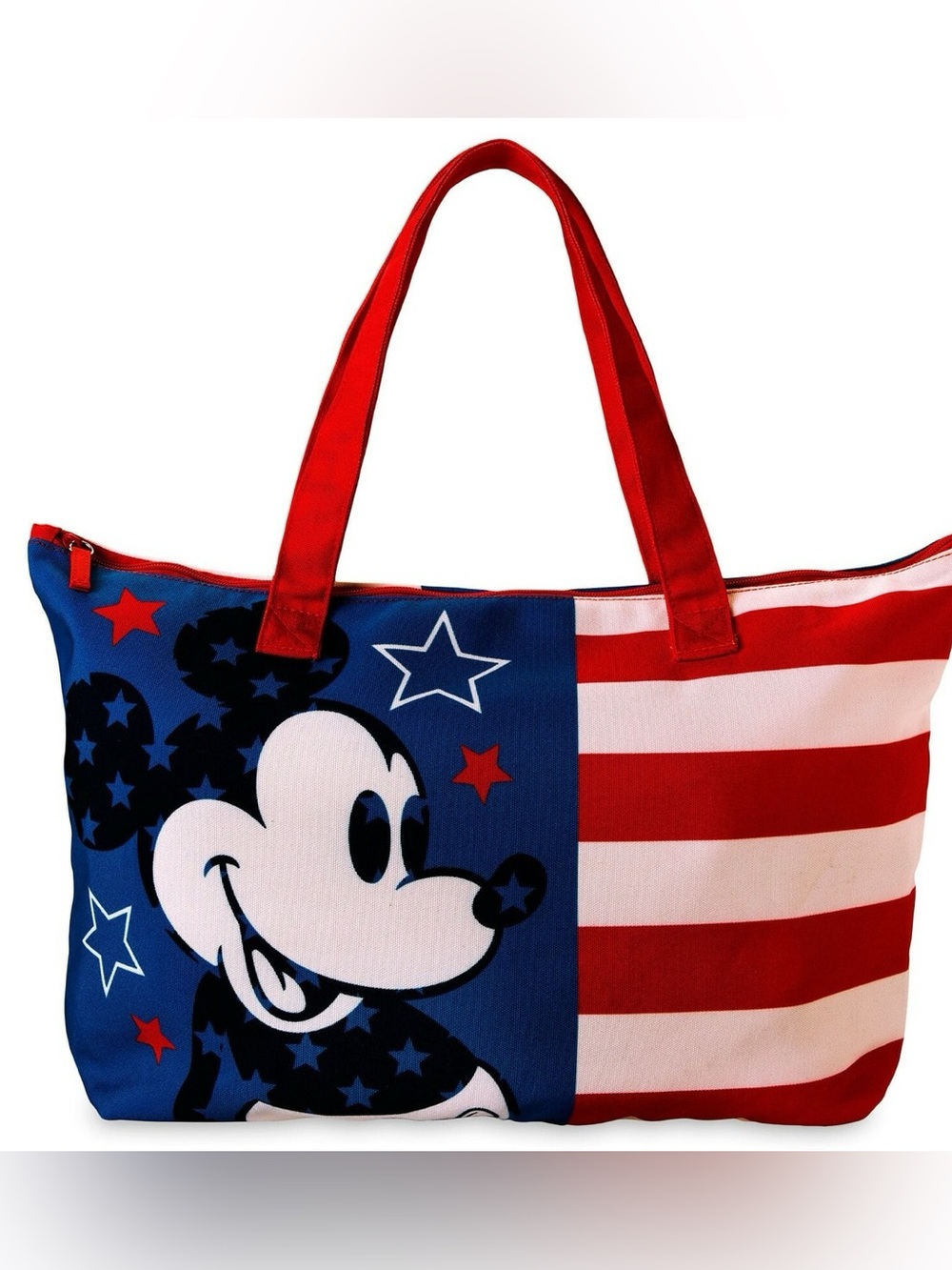 Disney White tote with Red & Blue Stars and Mickey Faces